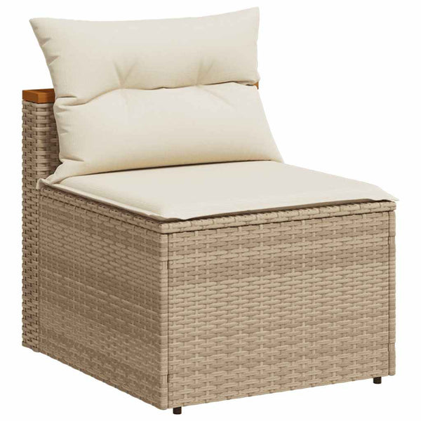 Gartensofas Beige Poly Rattan 2er-Set