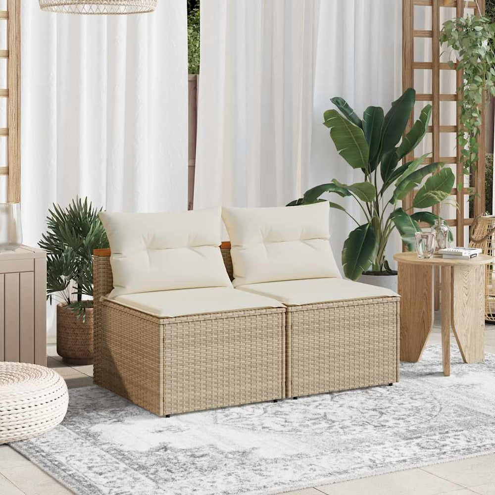 Gartensofas Beige Poly Rattan 2er-Set