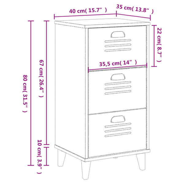 vidaXL Table de chevet VIKEN anthracite, aggloméré