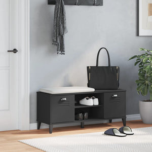 Schuhbank Schwarz 106 cm mit Sitzfläche