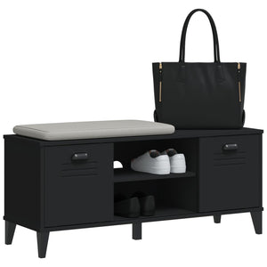 Schuhbank Schwarz 106 cm mit Sitzfläche