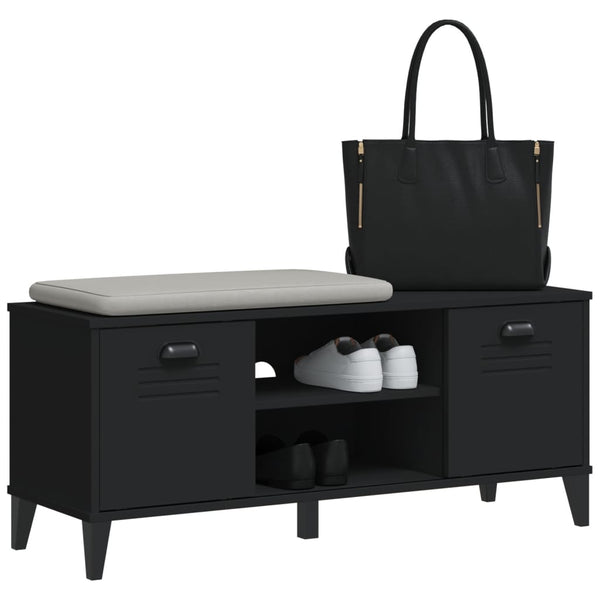 Schuhbank Schwarz 106 cm mit Sitzfläche