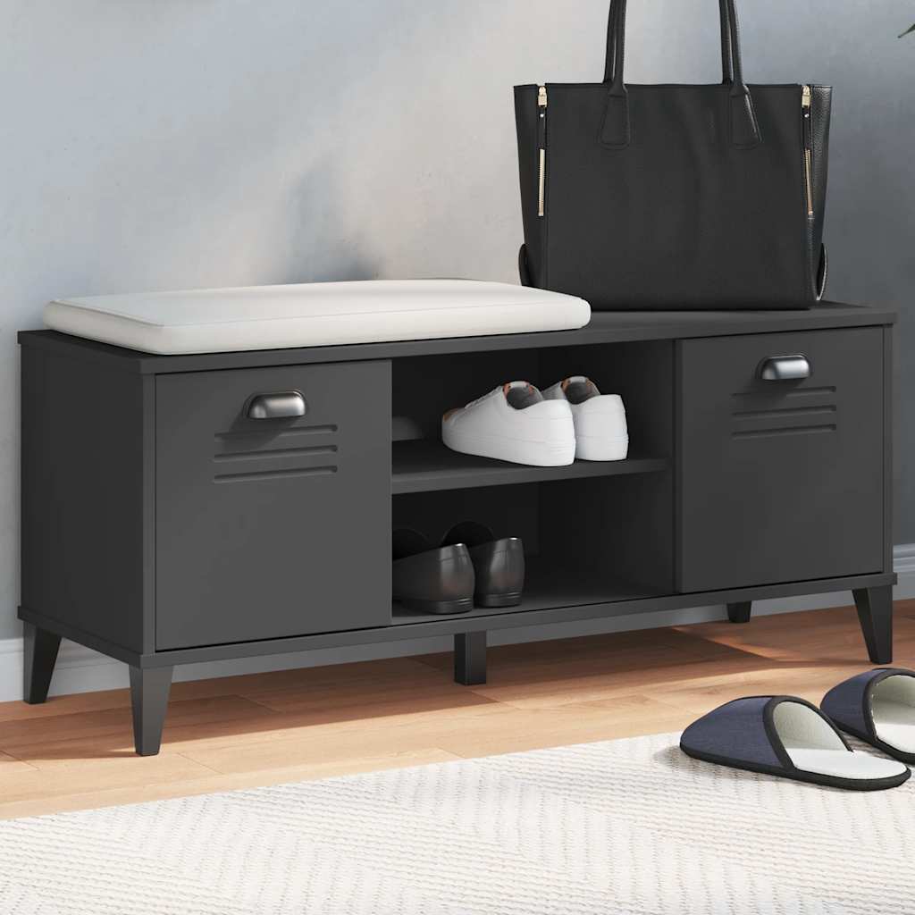 Schuhbank Schwarz 106 cm mit Sitzfläche