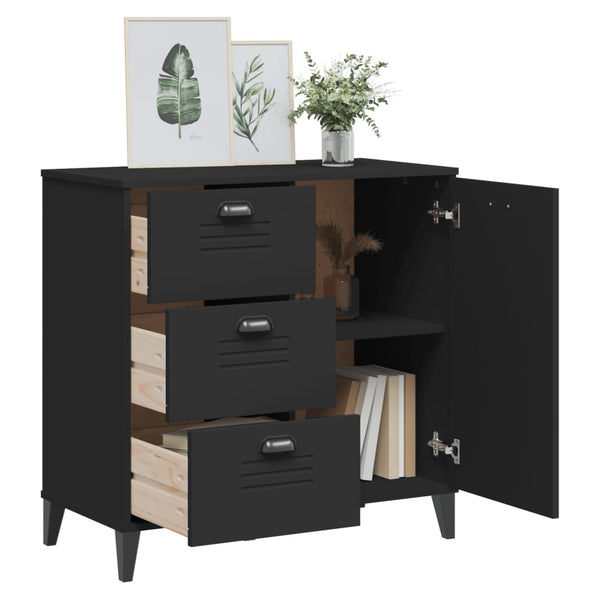 Schwarzes Sideboard VIKEN 80 cm
