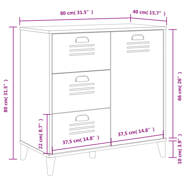 Schwarzes Sideboard VIKEN 80 cm