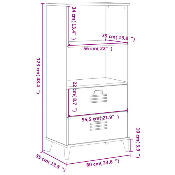 Bücherschrank VIKEN Weiß 60x35x123 cm