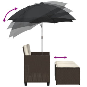Gartensofa 2-Sitzer mit Sonnenschirm & Hocker