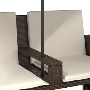 Gartensofa 2-Sitzer mit Sonnenschirm & Hocker