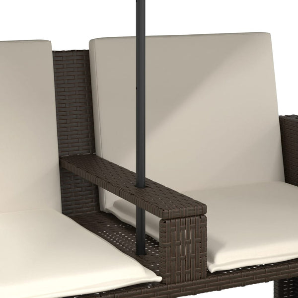 Gartensofa 2-Sitzer mit Sonnenschirm & Hocker