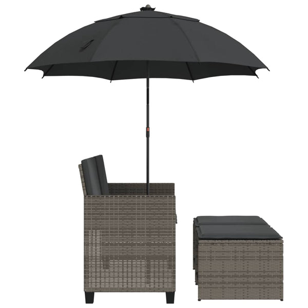 Gartensofa 2-Sitzer mit Sonnenschirm & Hocker