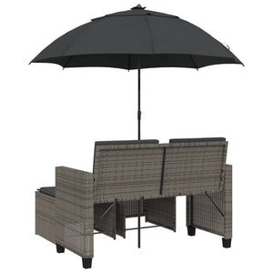 Gartensofa 2-Sitzer mit Sonnenschirm & Hocker