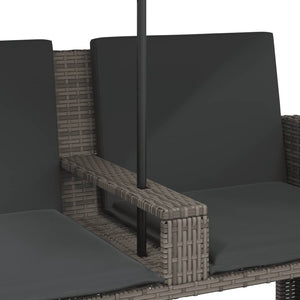 Gartensofa 2-Sitzer mit Sonnenschirm & Hocker