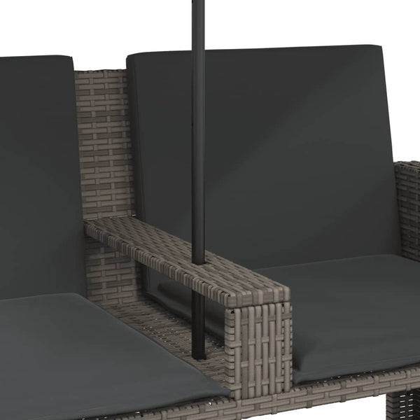 Gartensofa 2-Sitzer mit Sonnenschirm & Hocker
