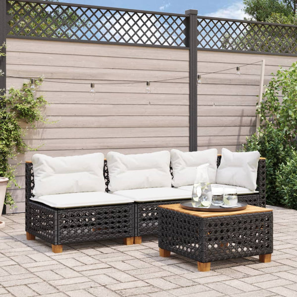 Schwarzer Gartentisch 55x55 cm Poly Rattan