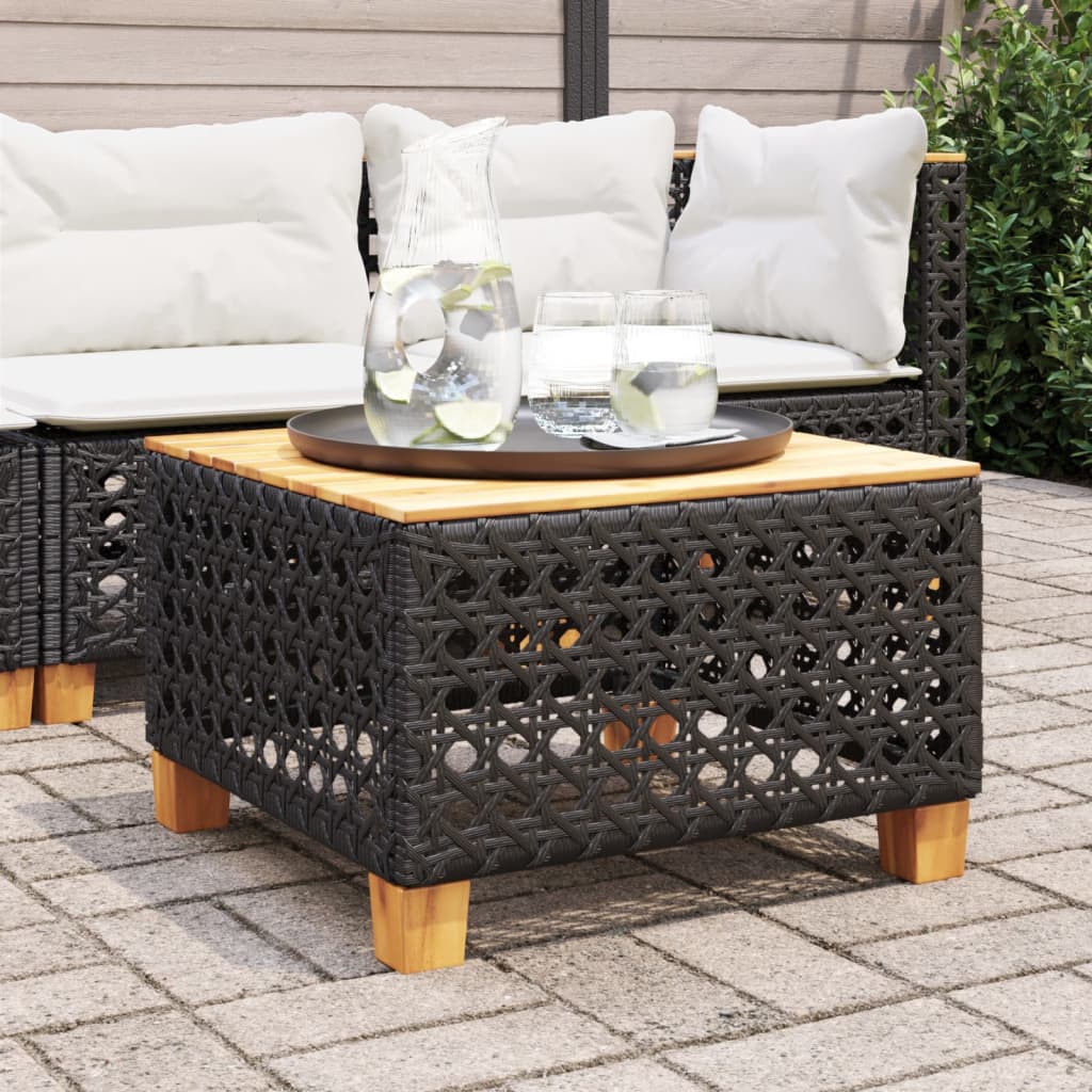 Schwarzer Gartentisch 55x55 cm Poly Rattan