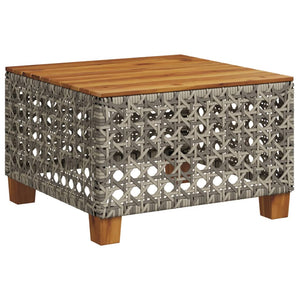Grauer Gartentisch 55x55 cm Polyrattan Akazie
