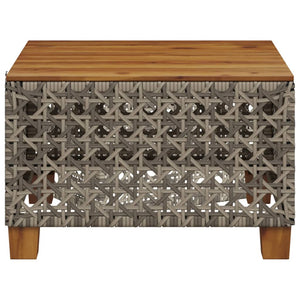 Grauer Gartentisch 55x55 cm Polyrattan Akazie