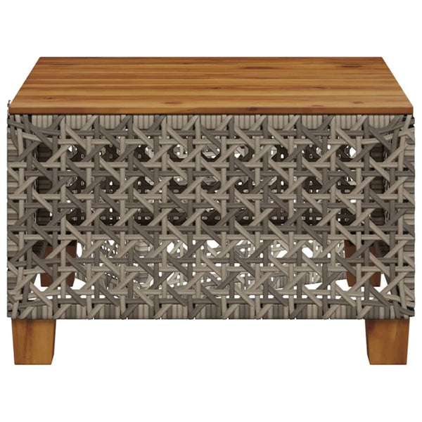 Grauer Gartentisch 55x55 cm Polyrattan Akazie