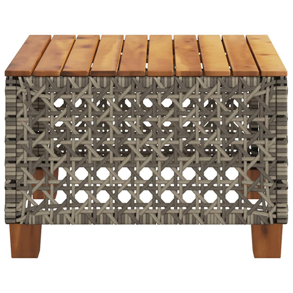 Grauer Gartentisch 55x55 cm Polyrattan Akazie