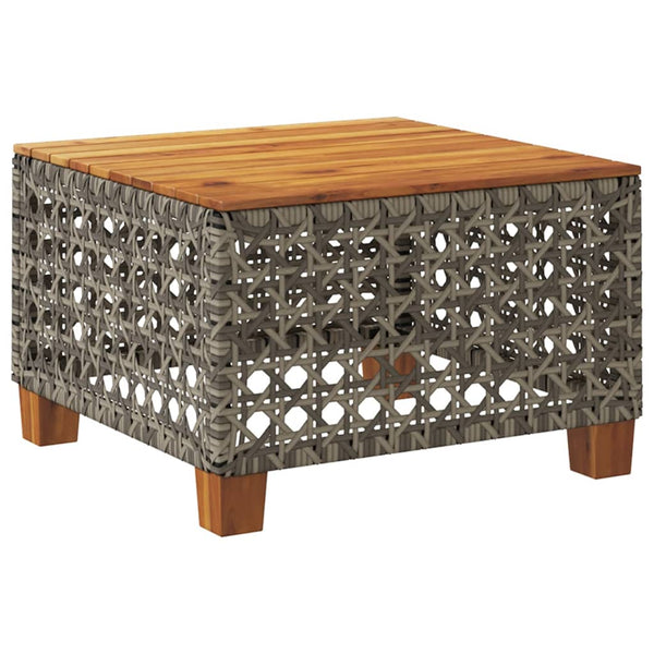 Grauer Gartentisch 55x55 cm Polyrattan Akazie