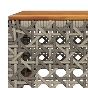 Grauer Gartentisch 55x55 cm Polyrattan Akazie