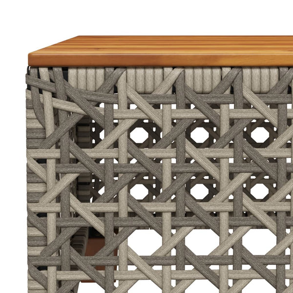 Grauer Gartentisch 55x55 cm Polyrattan Akazie
