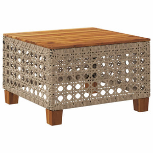 Beiger Gartentisch 55x55 cm Poly Rattan Akazie