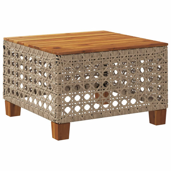 Beiger Gartentisch 55x55 cm Poly Rattan Akazie