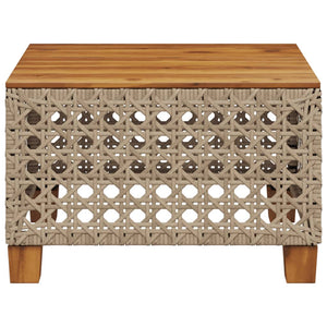 Beiger Gartentisch 55x55 cm Poly Rattan Akazie