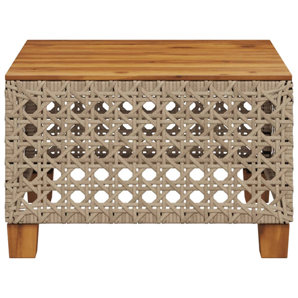 Beiger Gartentisch 55x55 cm Poly Rattan Akazie