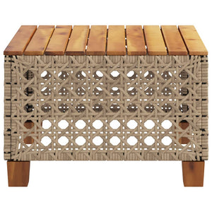 Beiger Gartentisch 55x55 cm Poly Rattan Akazie