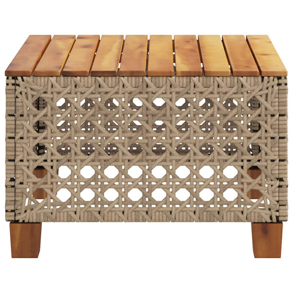 Beiger Gartentisch 55x55 cm Poly Rattan Akazie