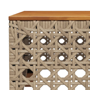 Beiger Gartentisch 55x55 cm Poly Rattan Akazie