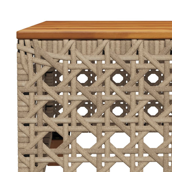 Beiger Gartentisch 55x55 cm Poly Rattan Akazie