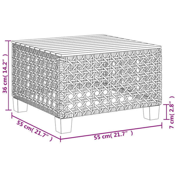 Beiger Gartentisch 55x55 cm Poly Rattan Akazie