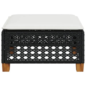 Gartenhocker mit Kissen, Schwarz, Polyrattan