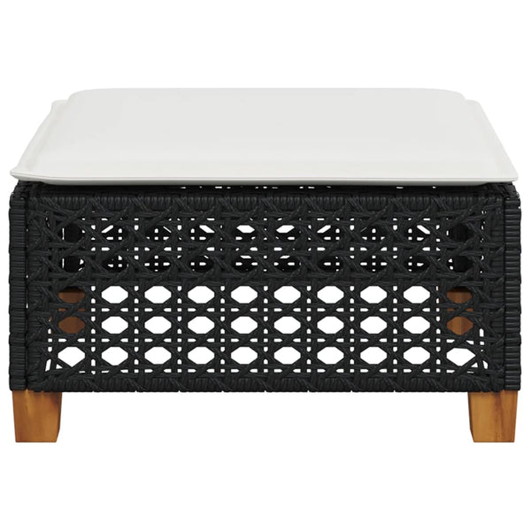 Gartenhocker mit Kissen, Schwarz, Polyrattan