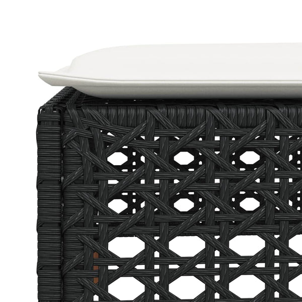 Gartenhocker mit Kissen, Schwarz, Polyrattan