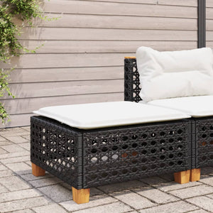 Gartenhocker mit Kissen, Schwarz, Polyrattan