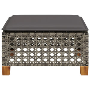 Gartenhocker Grau mit Kissen Polyrattan