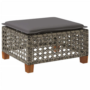 Gartenhocker Grau mit Kissen Polyrattan