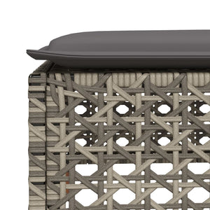 Gartenhocker Grau mit Kissen Polyrattan