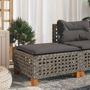 Gartenhocker Grau mit Kissen Polyrattan