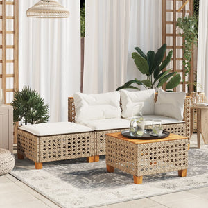 Beiger Gartenhocker mit Kissen