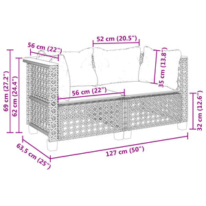 Garten Ecksofas mit Kissen, 2er Set