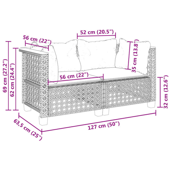 Garten Ecksofas mit Kissen, 2er Set