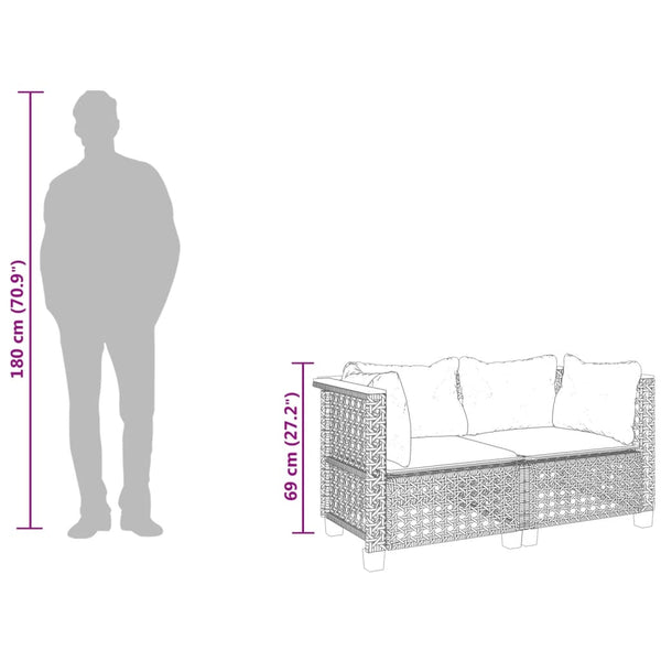 Garten Ecksofas mit Kissen, 2er Set