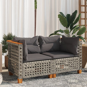 Garten Ecksofas mit Kissen, 2er Set Grau