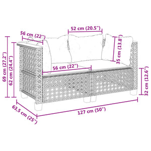 Garten Ecksofas mit Kissen, 2er Set Grau