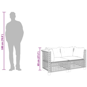 Garten Ecksofas mit Kissen, 2er Set Grau